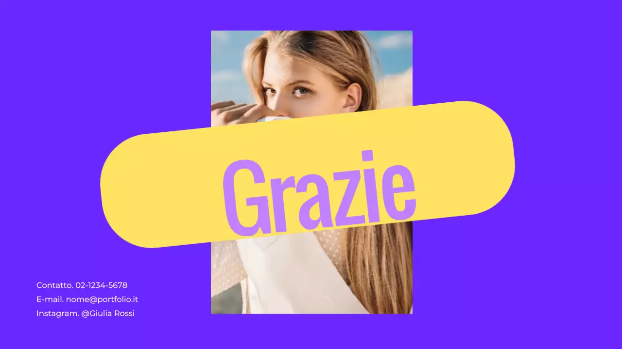 Un portfolio dal design audace in viola e giallo