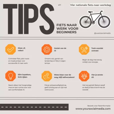 Grijs Oranje Eenvoudige Minimalistische Tips voor Beginners Fiets Instagram Post