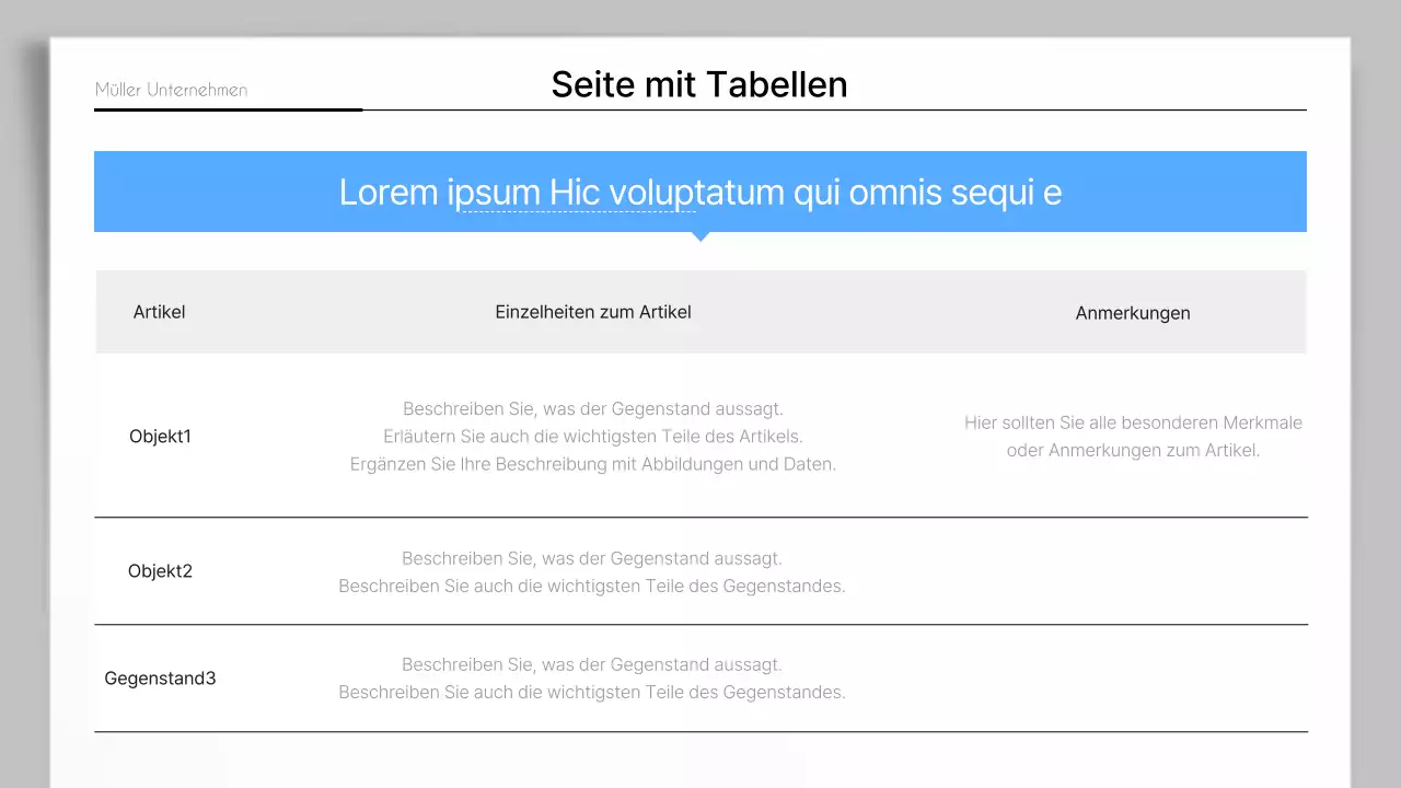 Ein einfacher Unternehmensbericht in Blau und Grau