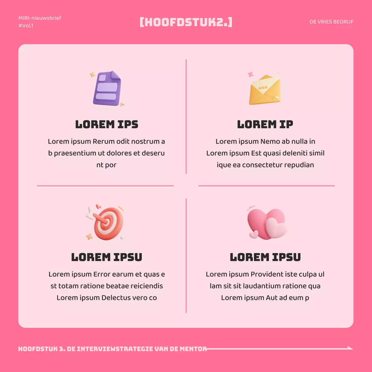 Een eenvoudige roze en blauwe sollicitatiebrief