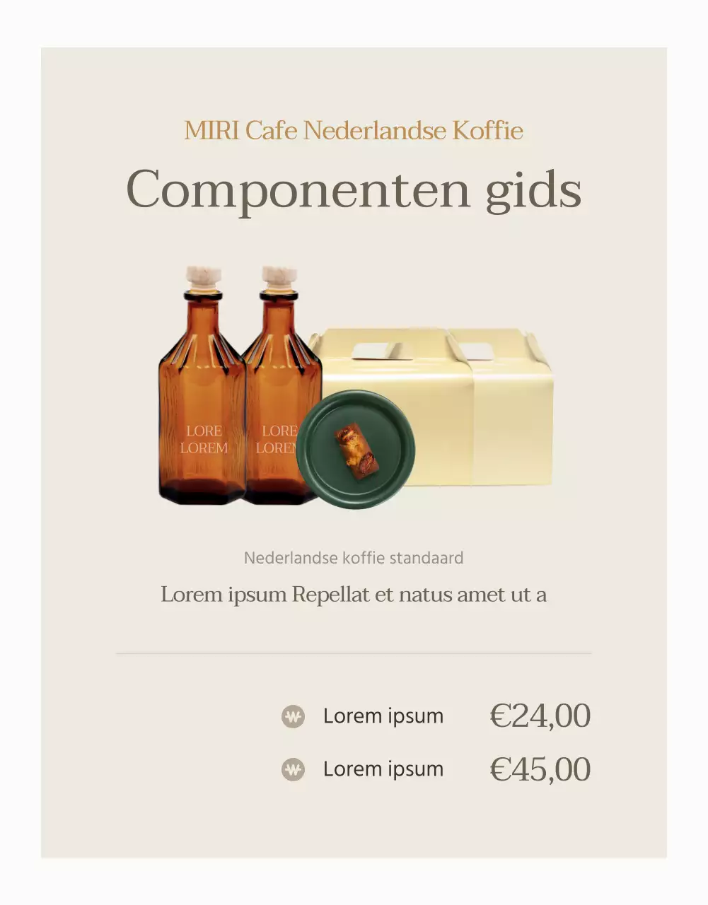 Moderne Nederlandse koffie in beige en ivoor uitgelegd