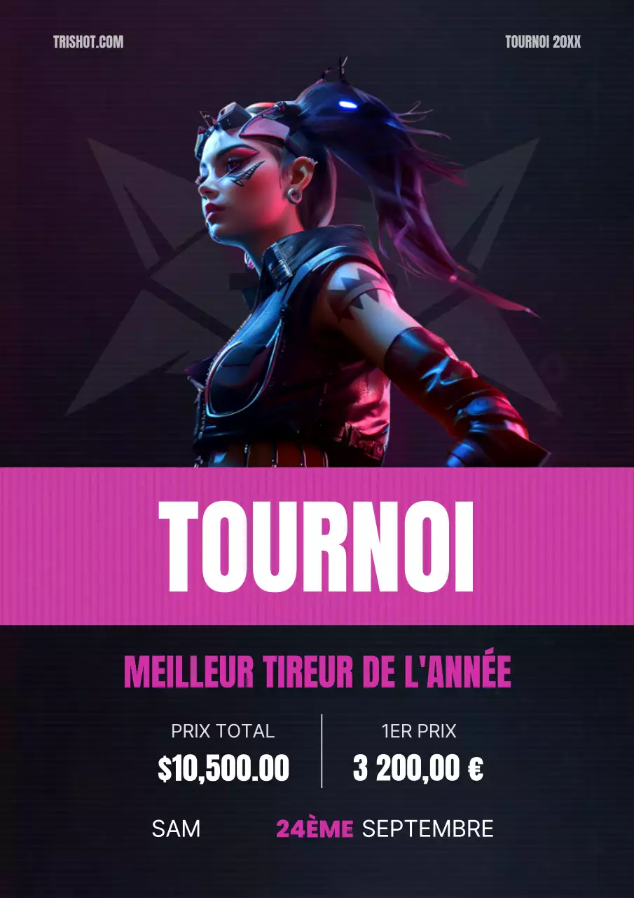 Promouvoir une mise à jour de jeu inspirée du cyberpunk en rose et bleu chauds