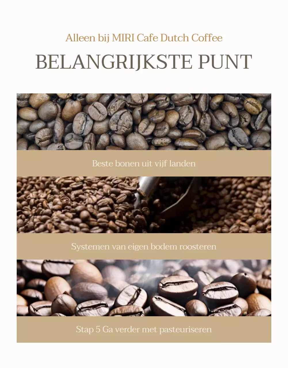 Moderne Nederlandse koffie in beige en ivoor uitgelegd