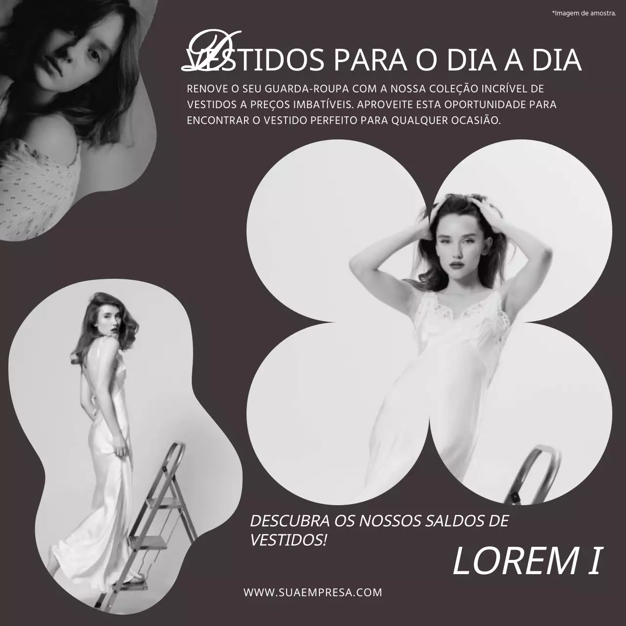 Colagem moderna a castanho e branco Promoção da loja de moda