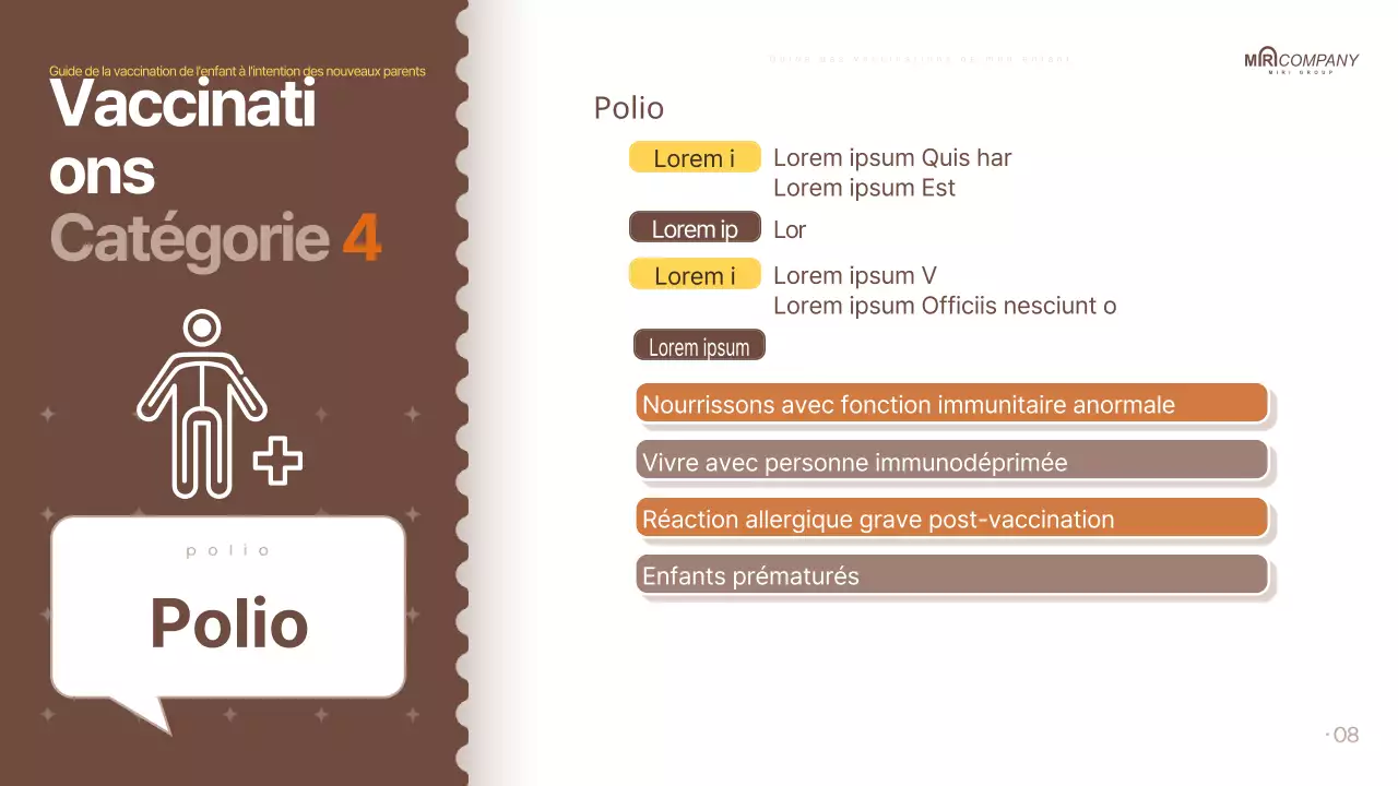 Les vaccinations parentales en brun, façon pop-art