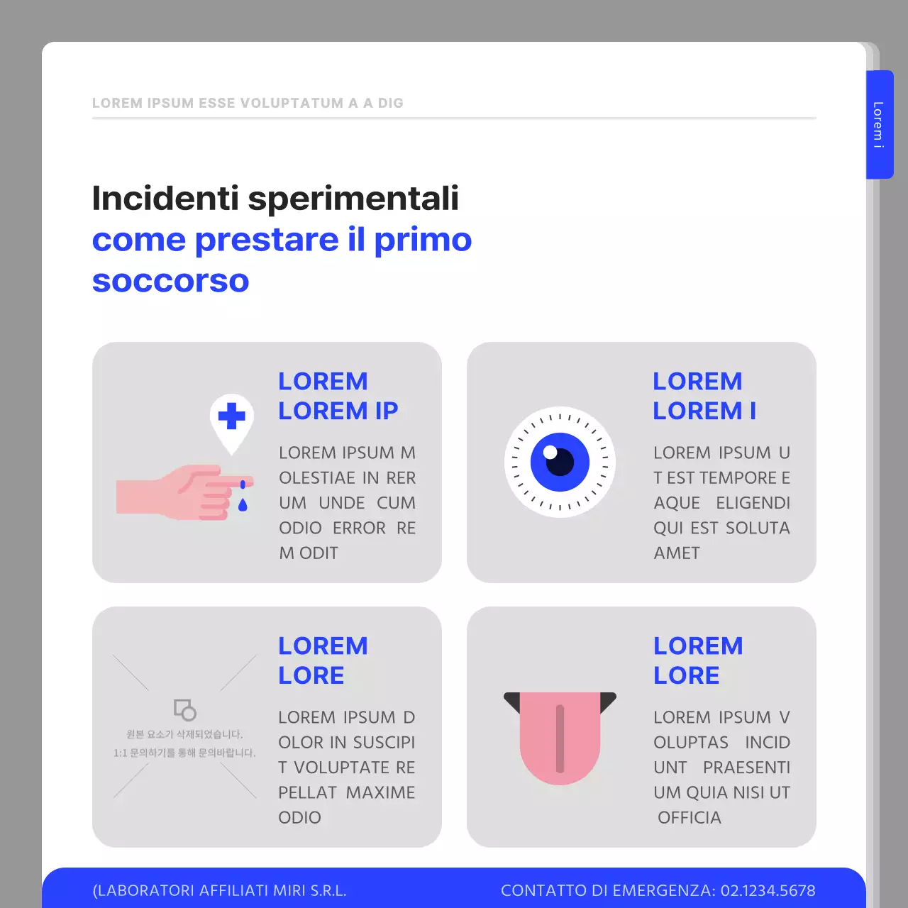 Una semplice guida alla sicurezza in laboratorio in blu navy e bianco
