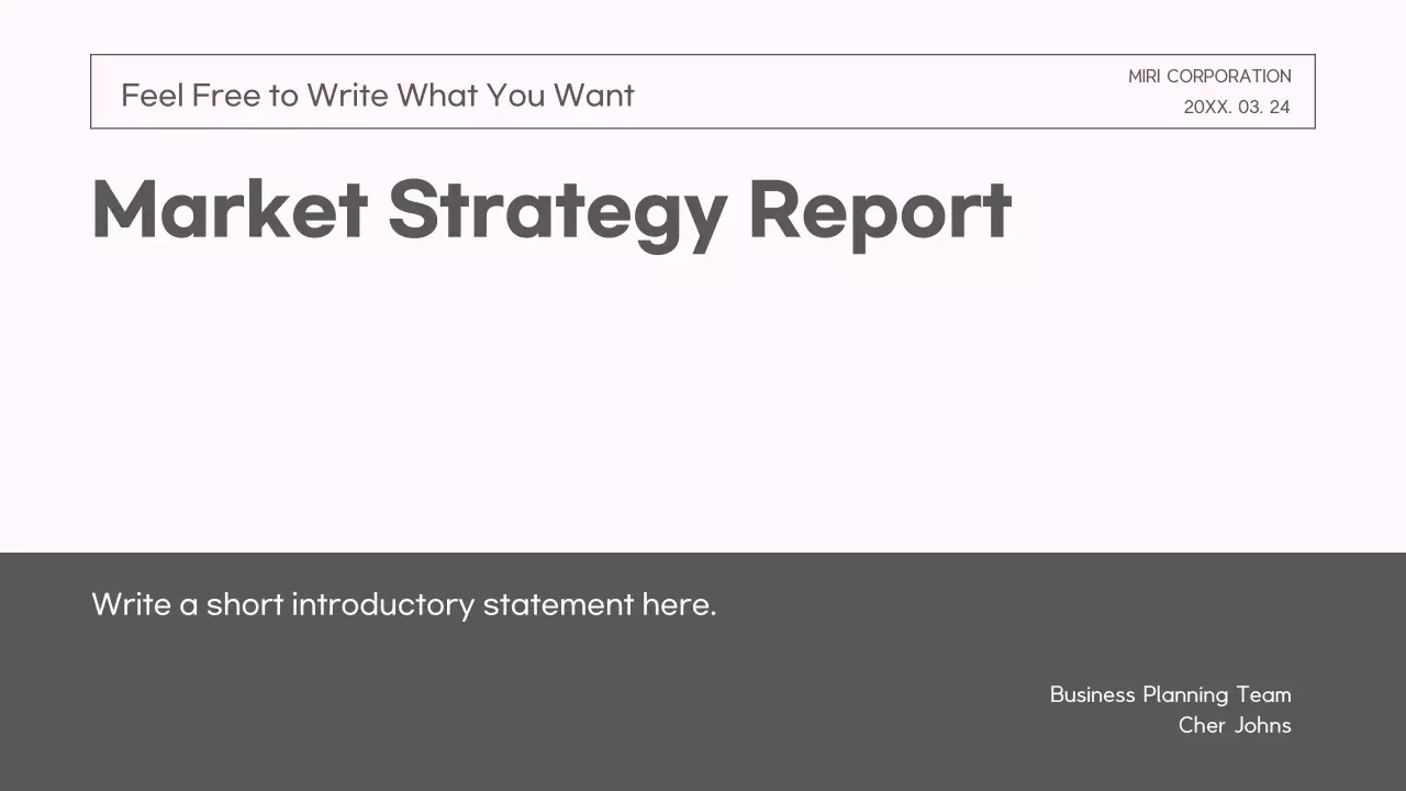 Grey Modern Market Report Document Presentation