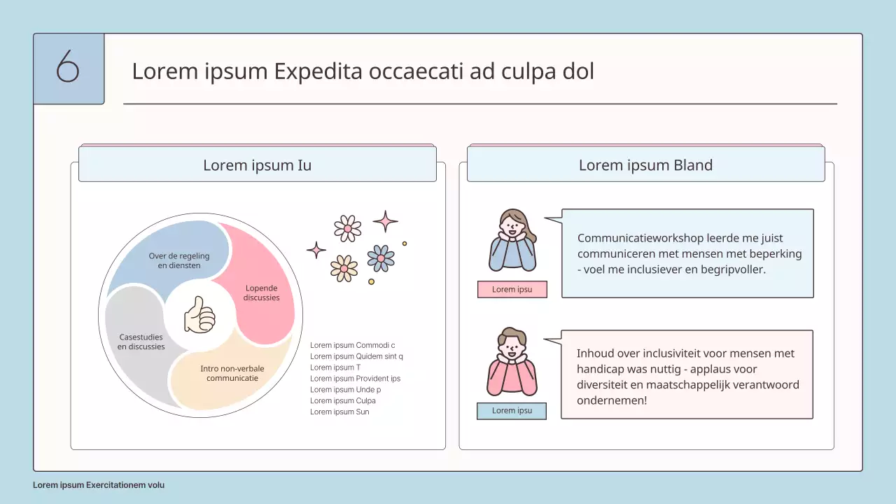 Een lichtblauw en roze projectvoorstel voor bewustwording van arbeidsongeschiktheid voor je bedrijf