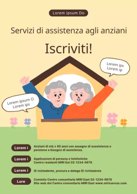 Promuovere la combinazione di colori giallo e chartreuse per i servizi di assistenza agli anziani.