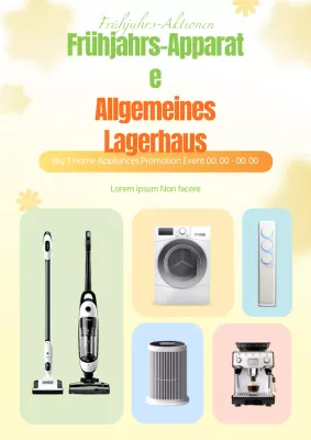Bewerben Sie einen modernen Frühjahrs-Lagerverkauf für Haushaltsgeräte in Gelb und Chartreuse
