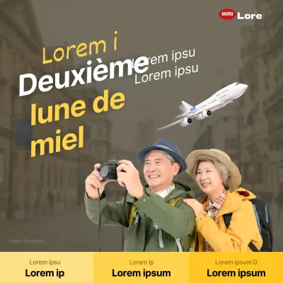 Promouvoir une offre minimaliste jaune et blanche pour le voyage des parents à l'étranger