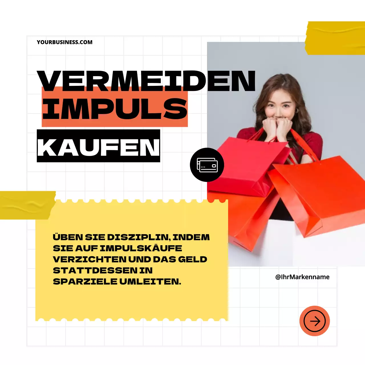 Gelb Schwarz Geometrisch Pop Tipps zur Verbesserung Ihres Sparplans Instagram-Karussell