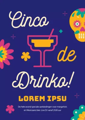Blauw met gele eenvoudige Sinko de Mayo promotie