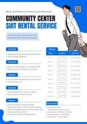 Blue Professional Suit Rental Advertisement Poster