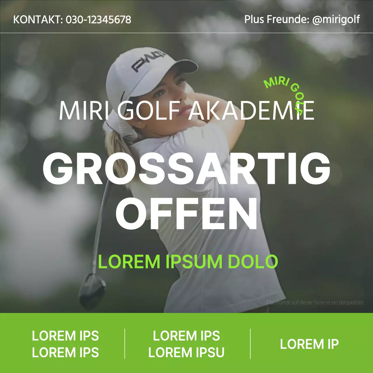 Förderung der Eröffnung eines modernen Golfplatzes in Lindgrün und Weiß