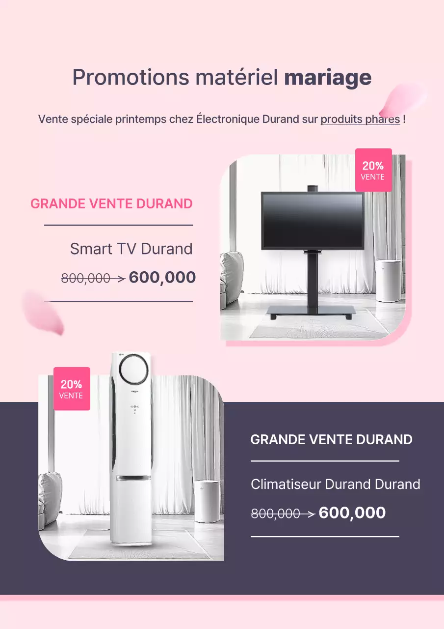 Promouvoir une simple vente d'appareils électroménagers roses de printemps