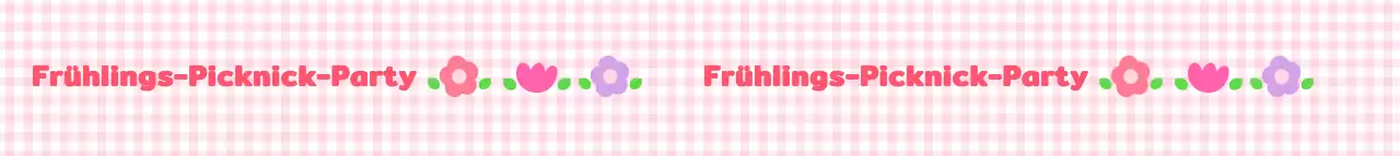 Ein niedliches Frühlings-Picknick-Festival mit rosa Karomuster und floralen Illustrationen