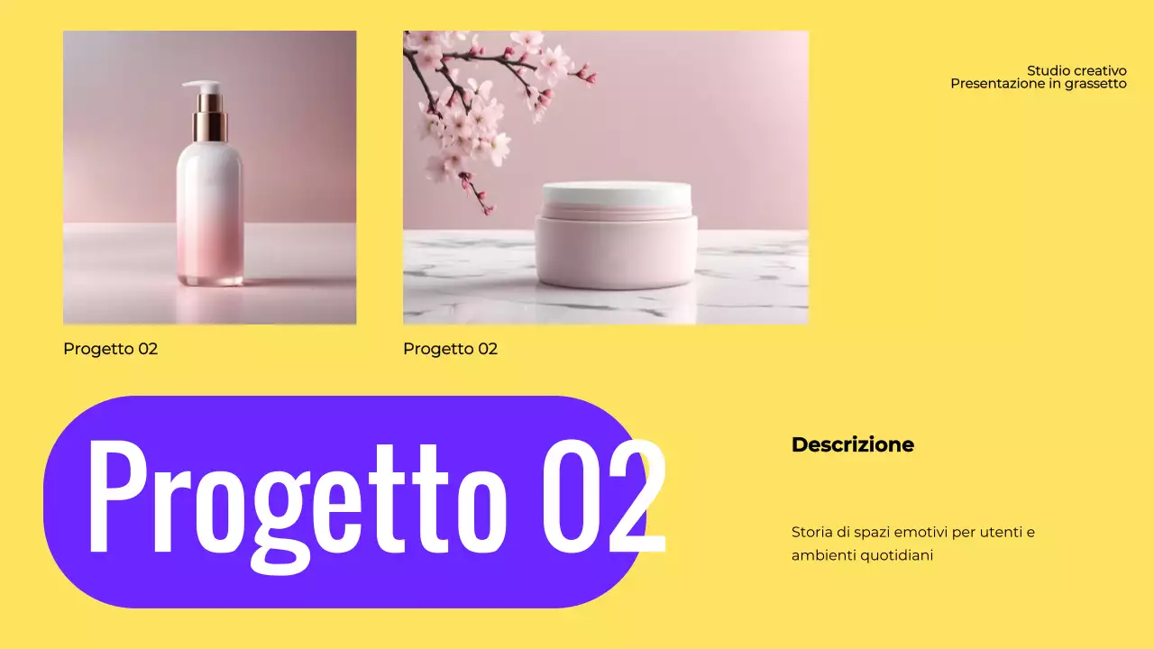 Un portfolio dal design audace in viola e giallo