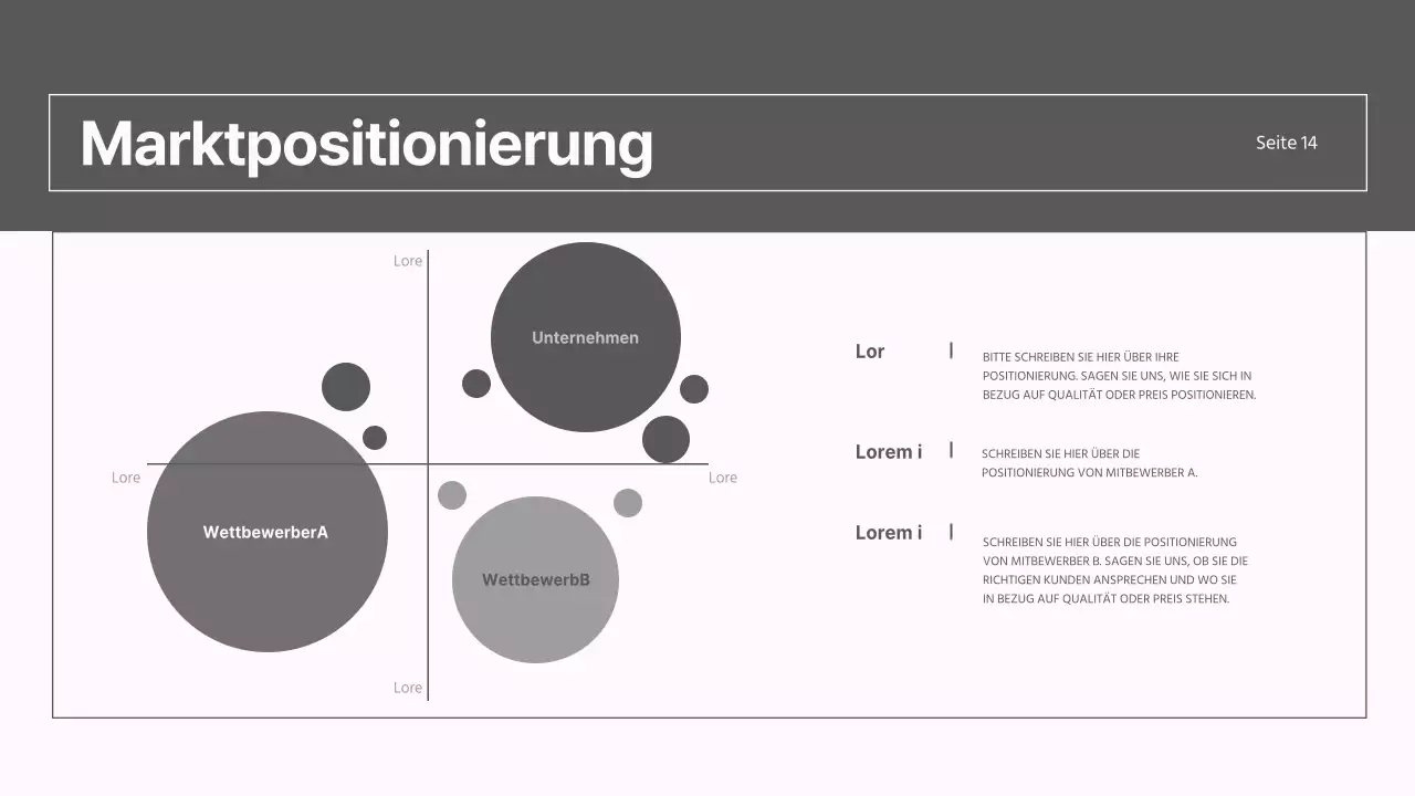 Ein moderner Marktstrategiebericht in Grau und Rosa