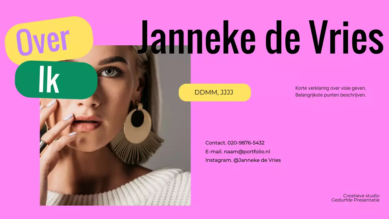Een gedurfde designportfolio in paars en geel