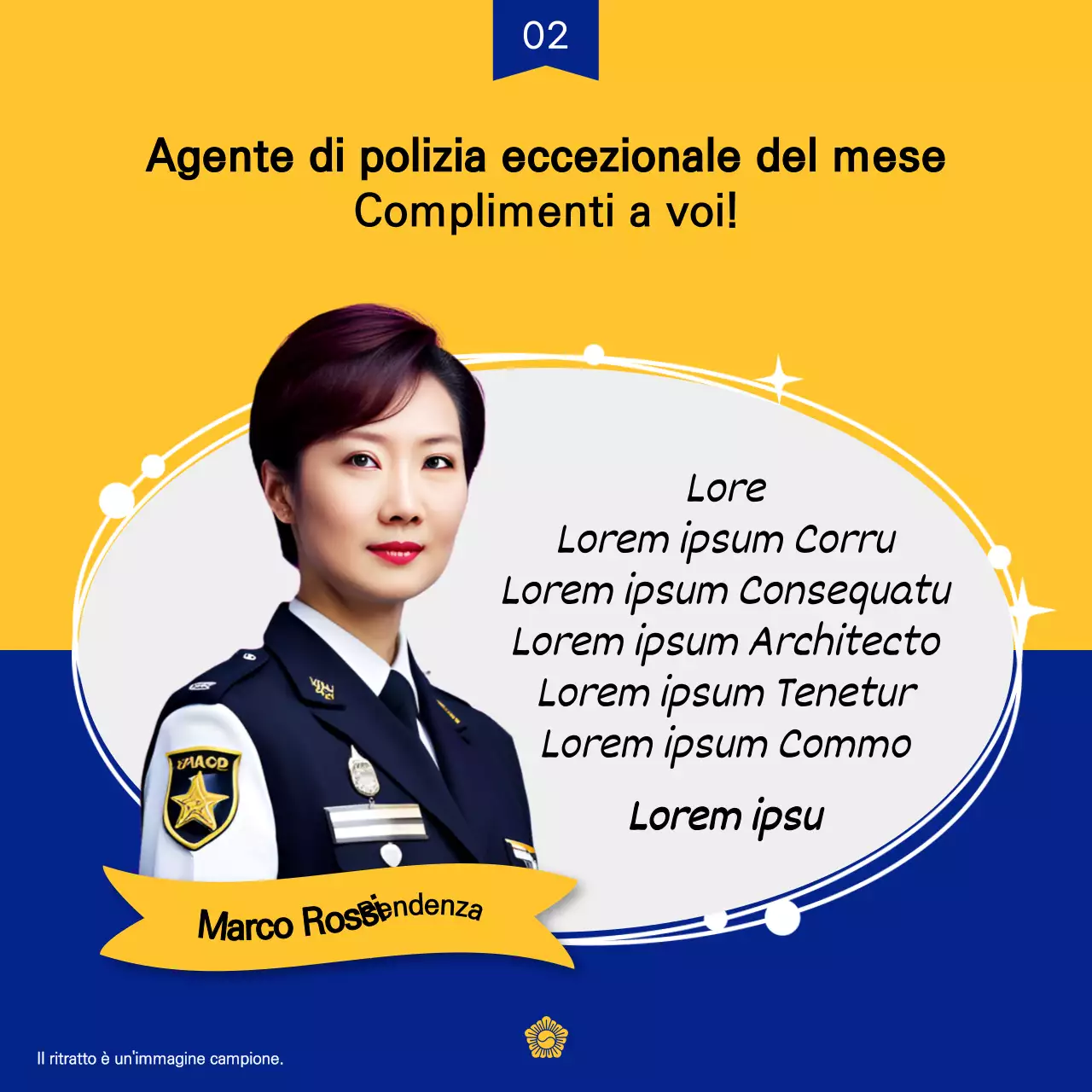 Promuovere una newsletter di polizia di tendenza in giallo e blu navy