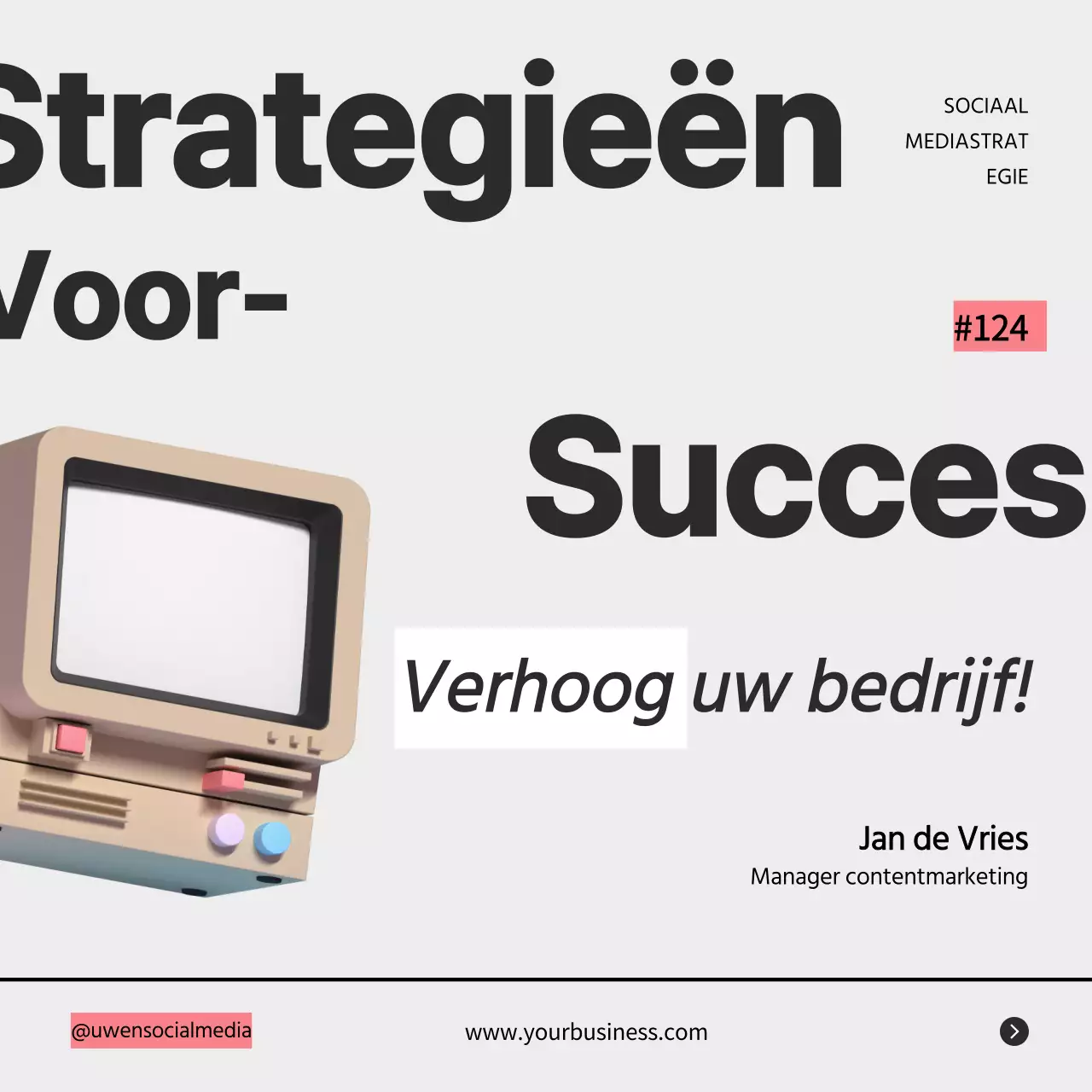 Grijs Retro Vet Zakelijke Strategie Tips Instagram Carrousel Post