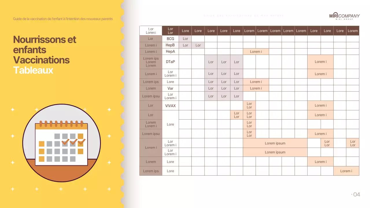 Les vaccinations parentales en brun, façon pop-art