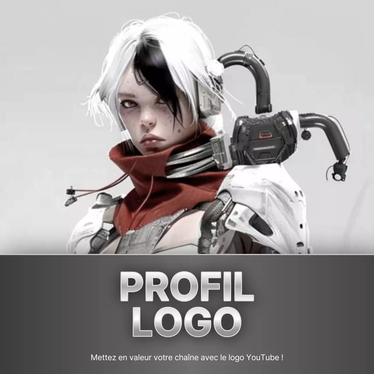 Postes de profil de jeu argentés et blancs inspirés de la science-fiction