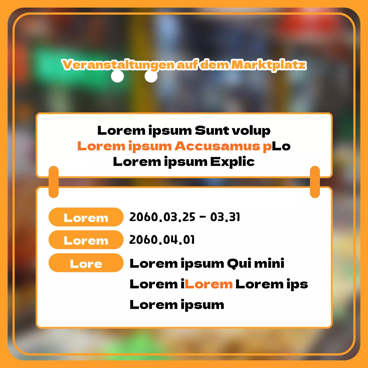 Förderung des einfachen Orange und Gelb der traditionellen Märkte