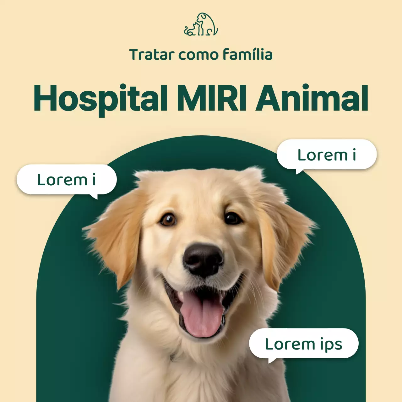 Promover uma clínica veterinária acolhedora em bege
