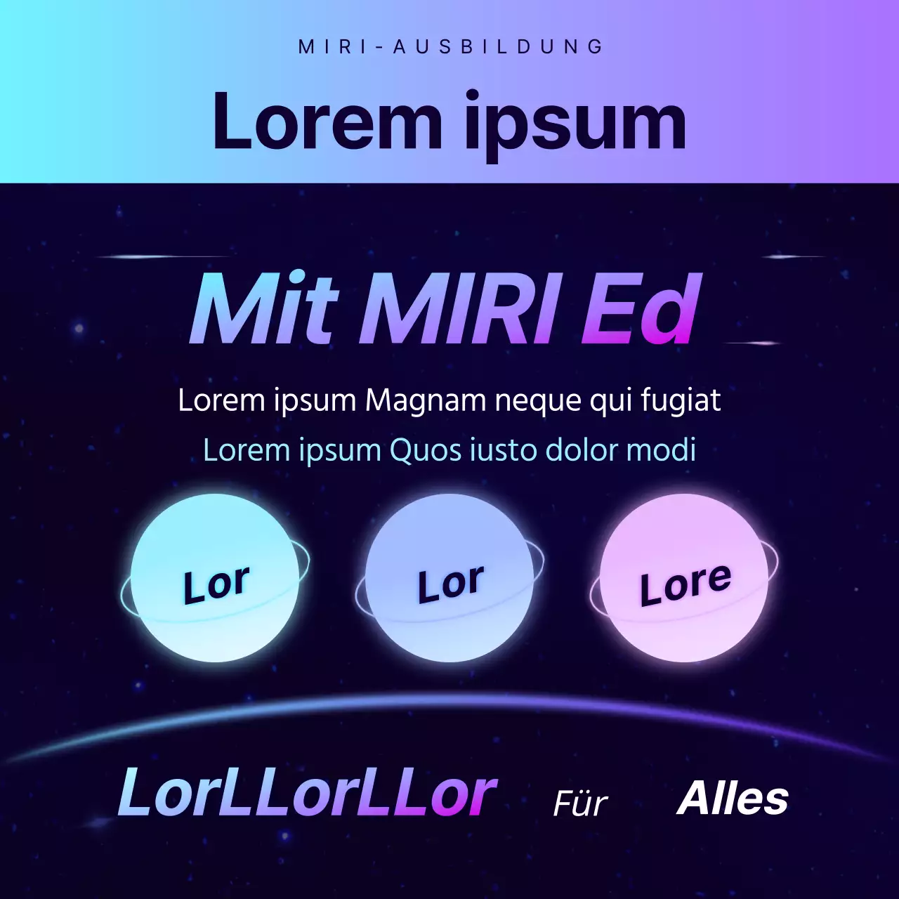 Werbung für eine besondere Vorlesung an einer Akademie mit Science-Fiction-Atmosphäre in Marineblau und Lila