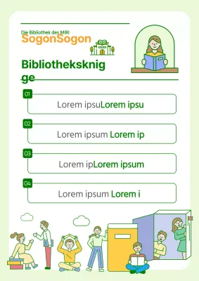 Ein niedlicher Leitfaden für Bibliotheksknigge in Gelb und Chartreuse