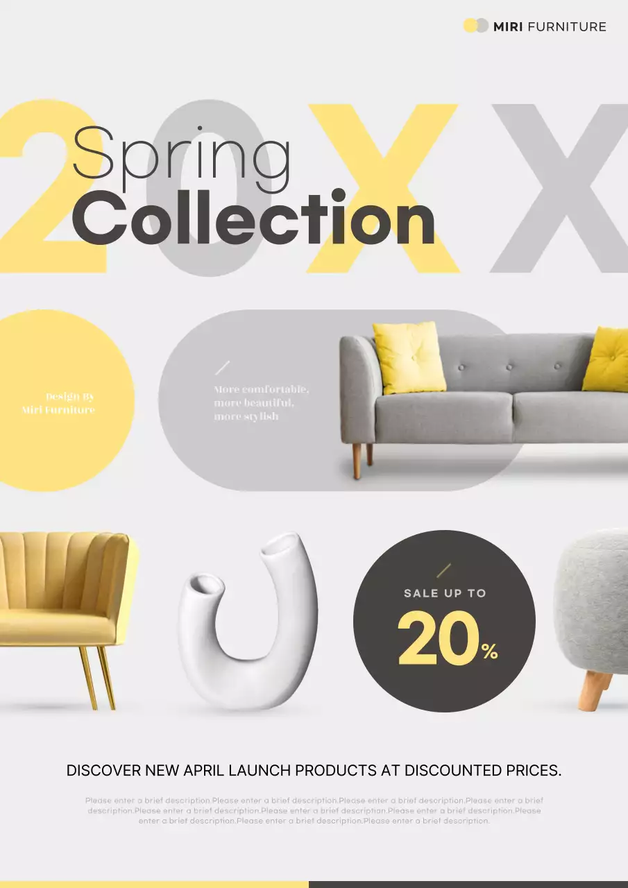 노란색 모던 가구 홍보 포스터