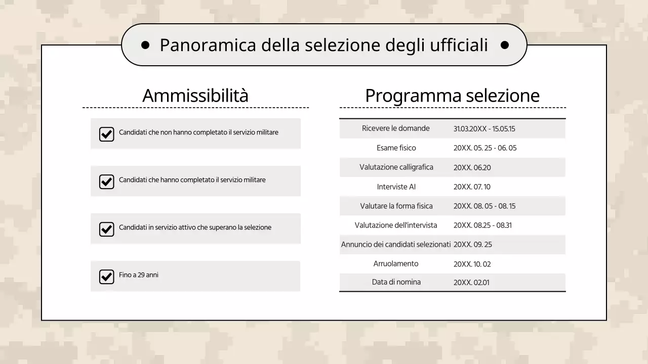 Una semplice presentazione di briefing di reclutamento in kaki e beige
