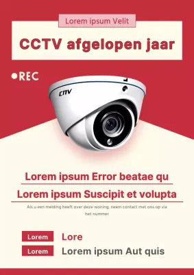 Eenvoudige CCTV in rood en ivoor, met een aankondiging voor het seizoen