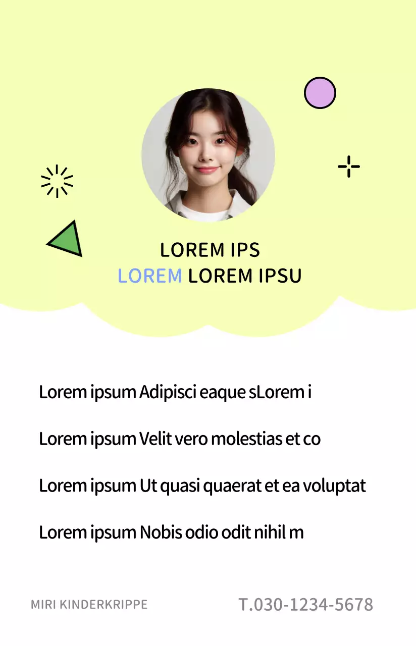 Kindergarten-Visitenkartenkonzept mit niedlichen Illustrationen