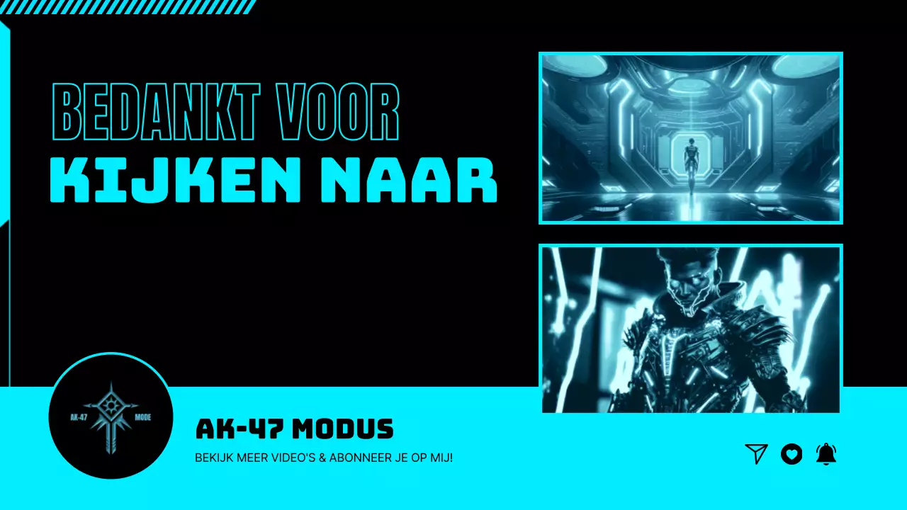 Promoot een cyberpunk game channel outro in neon en zwart