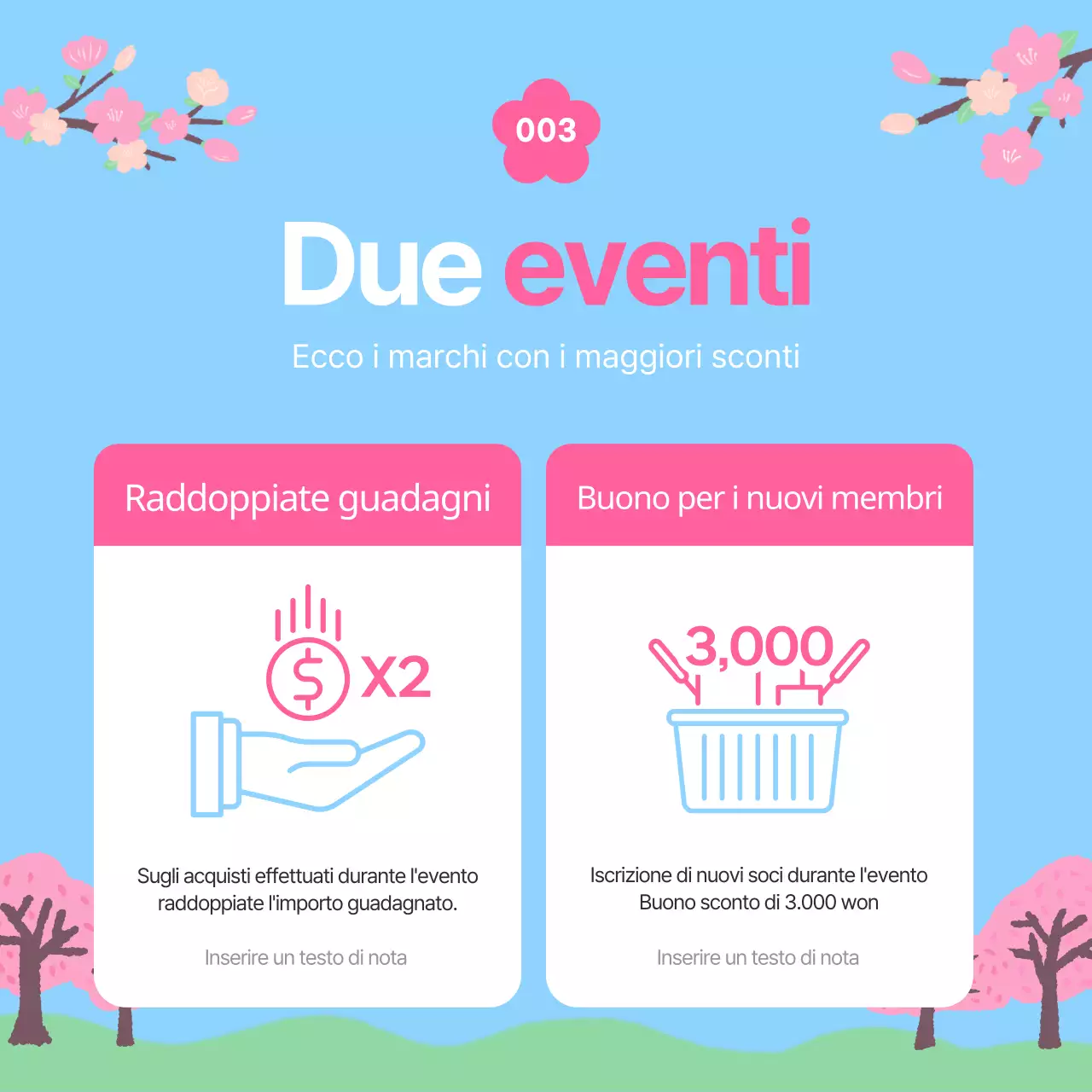 Promuovere una bella vendita primaverile in azzurro e rosa