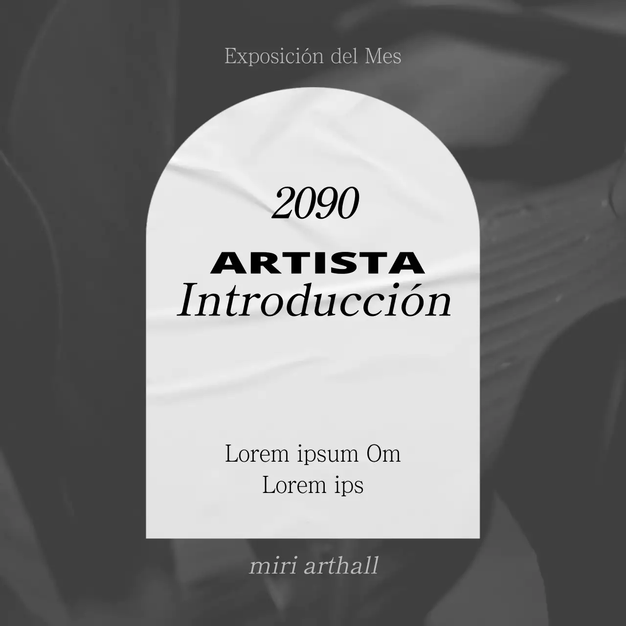 Promover una sencilla presentación de la exposición en blanco y gris