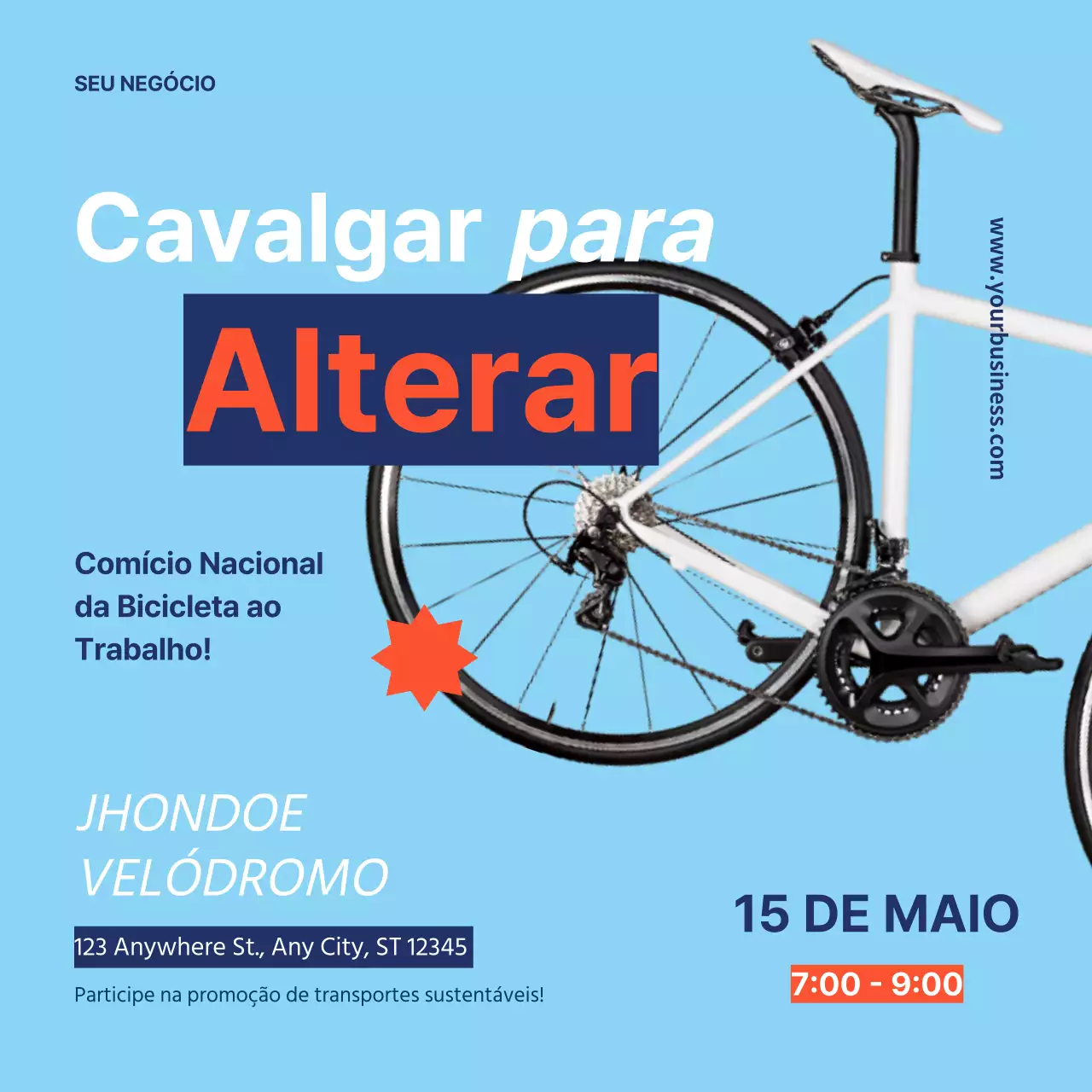 Campanha Blue Orange Simple para celebrar o Dia Nacional da Bicicleta ao Trabalho