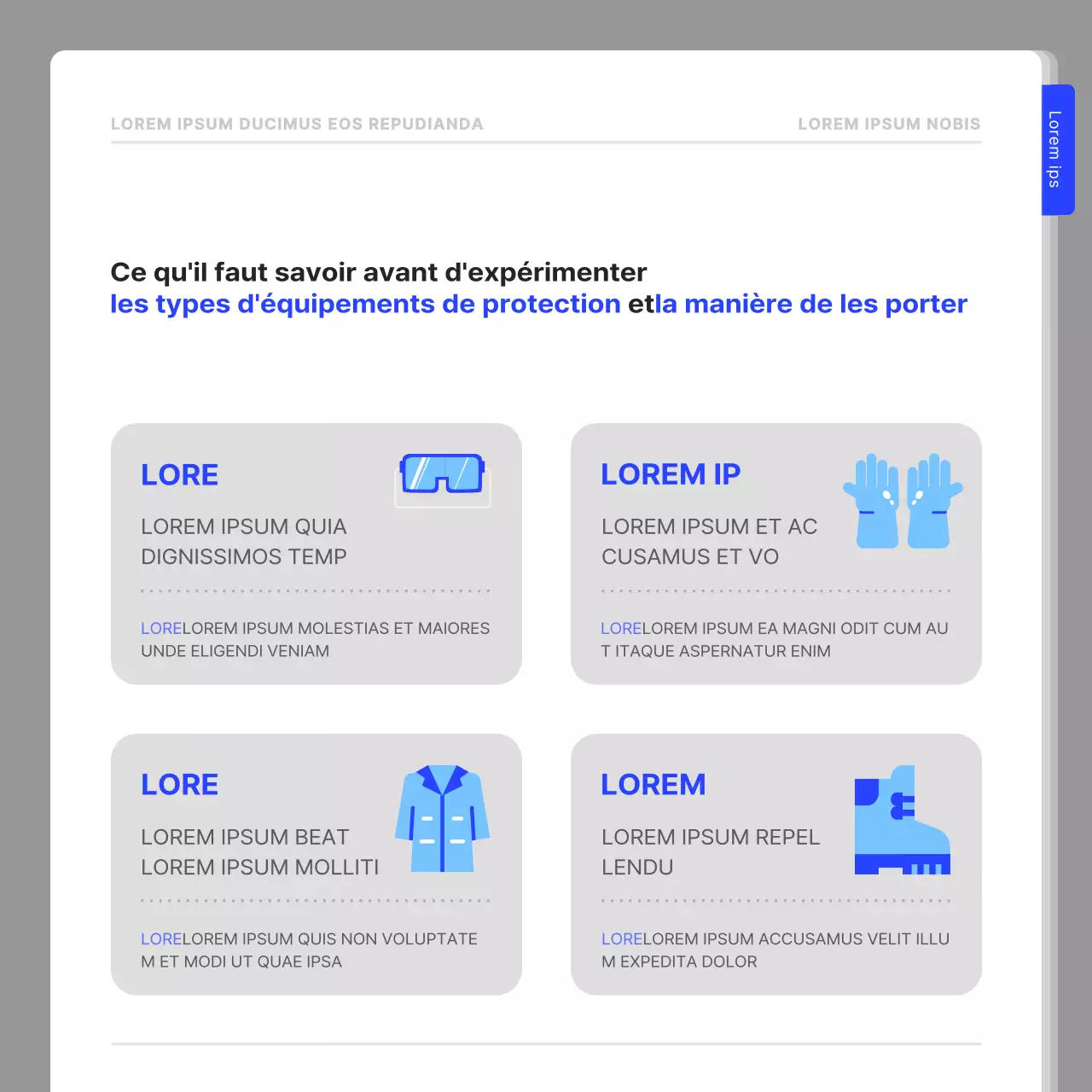 Un guide simple pour la sécurité des laboratoires en bleu marine et blanc