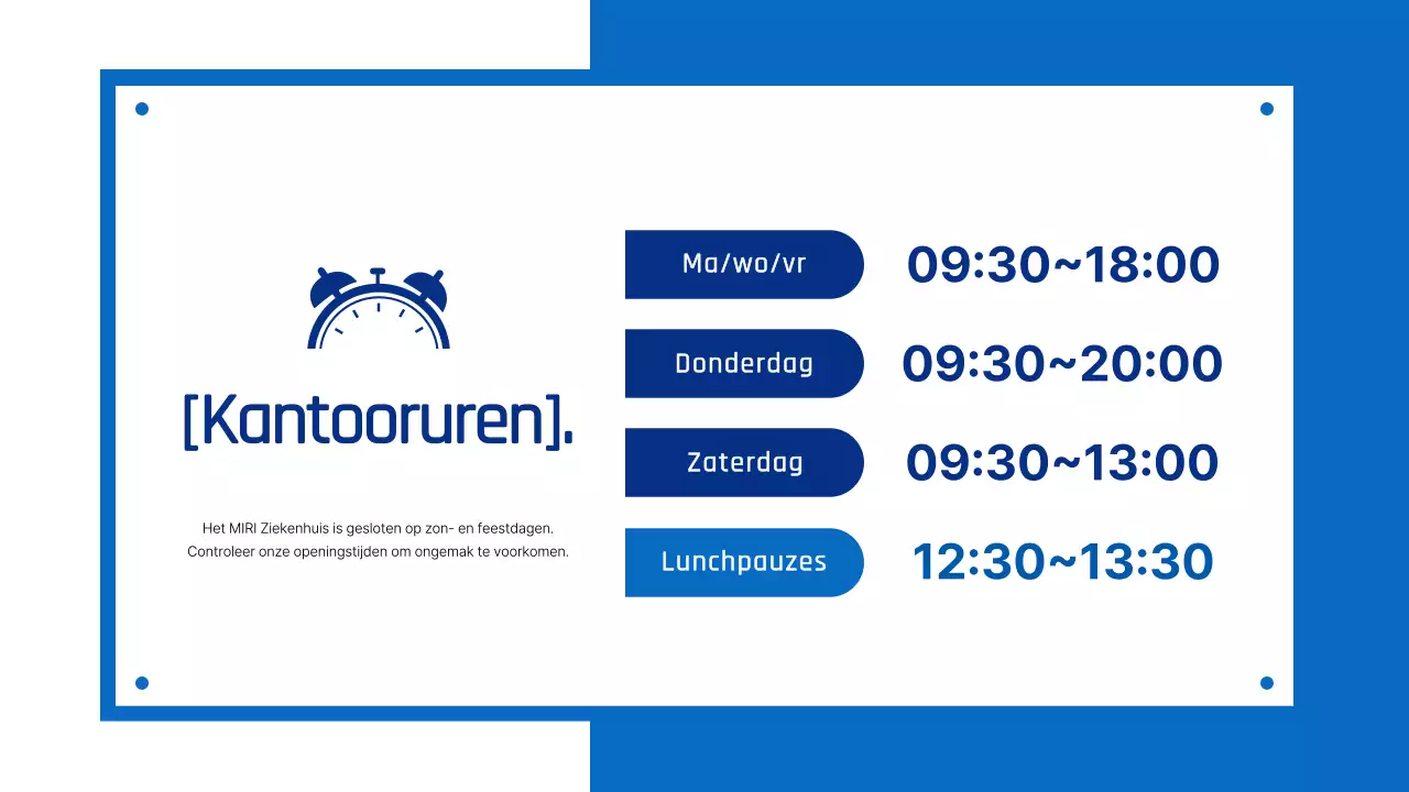 Eenvoudige ziekenhuismededeling in blauw