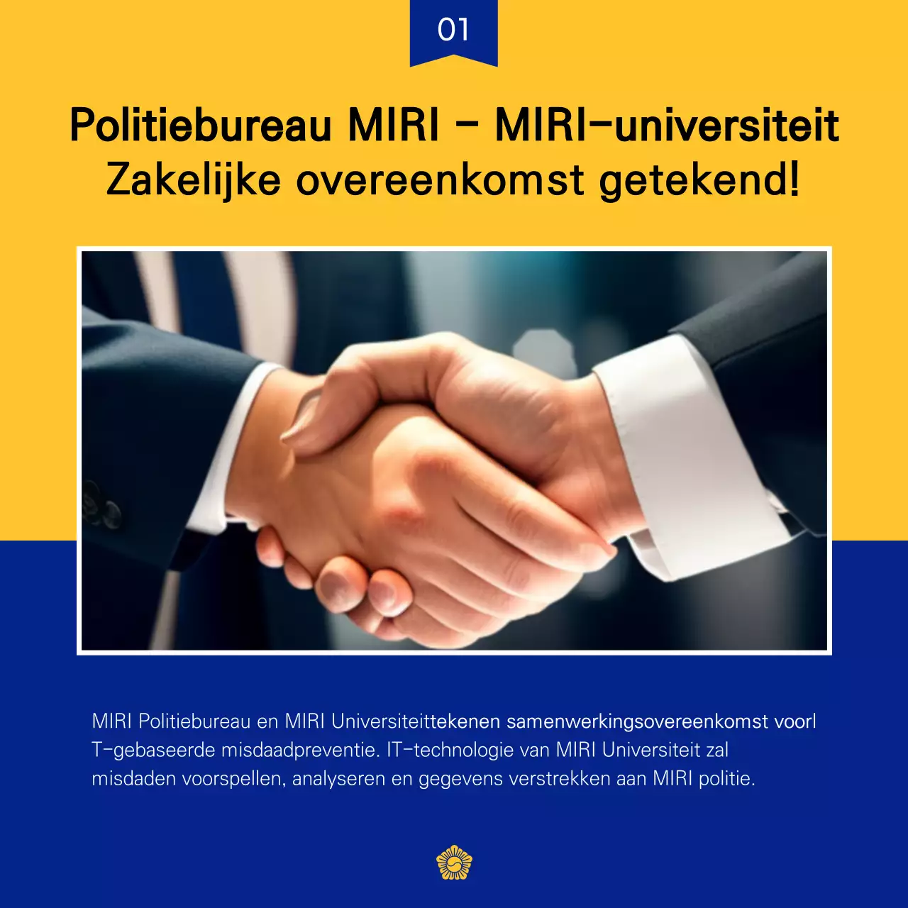 Promoot een trendy politienieuwsbrief in geel en marineblauw