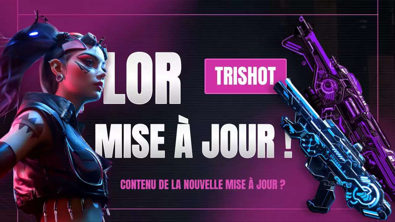 Promouvoir une mise à jour de jeu inspirée du cyberpunk en rose et bleu chauds