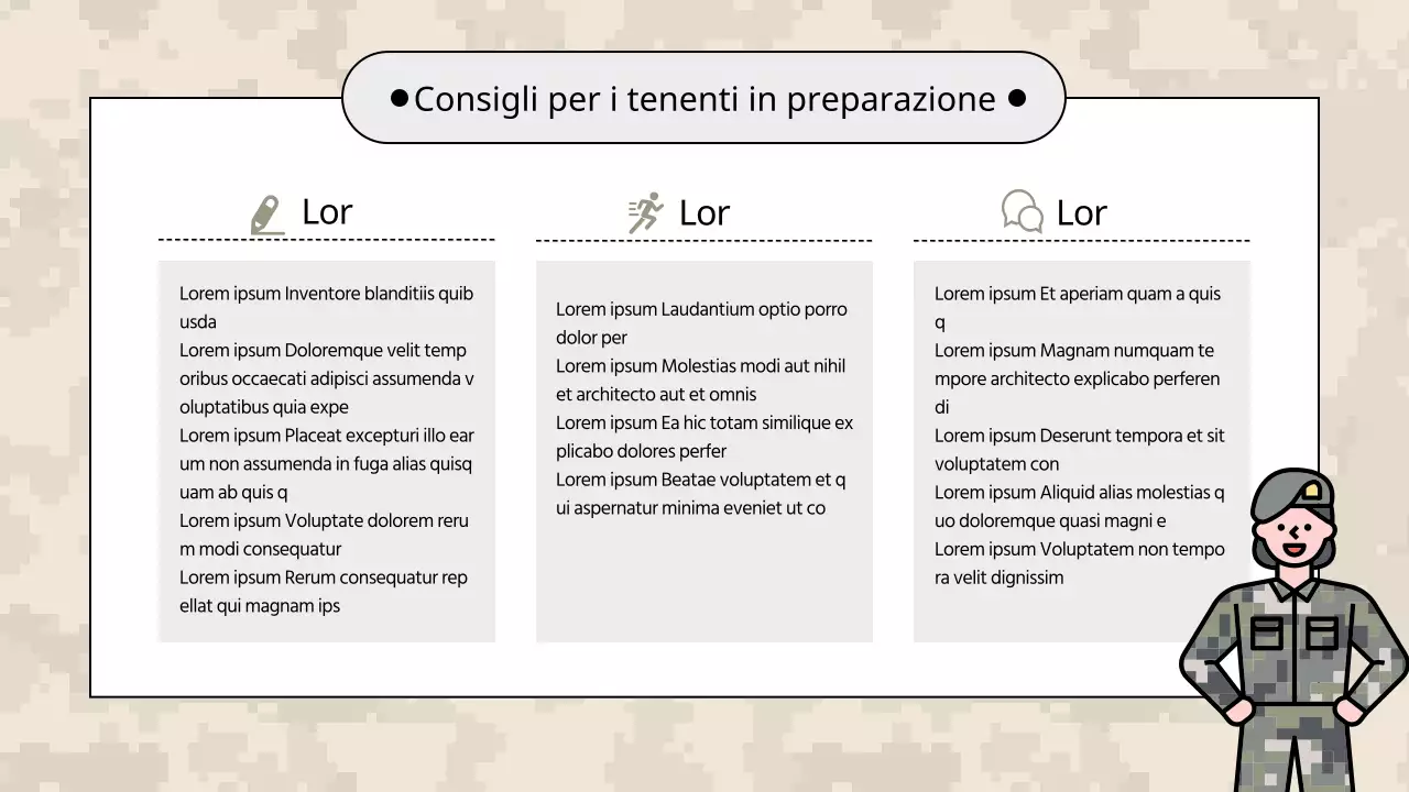 Una semplice presentazione di briefing di reclutamento in kaki e beige