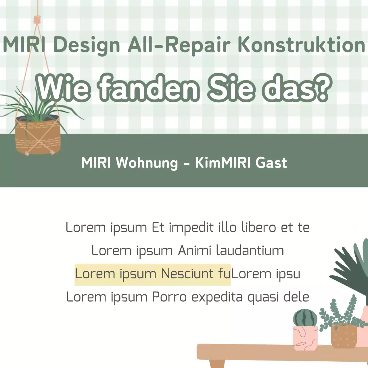 Niedliche Anzeige für Innenausbau mit mintfarbenem Hintergrund