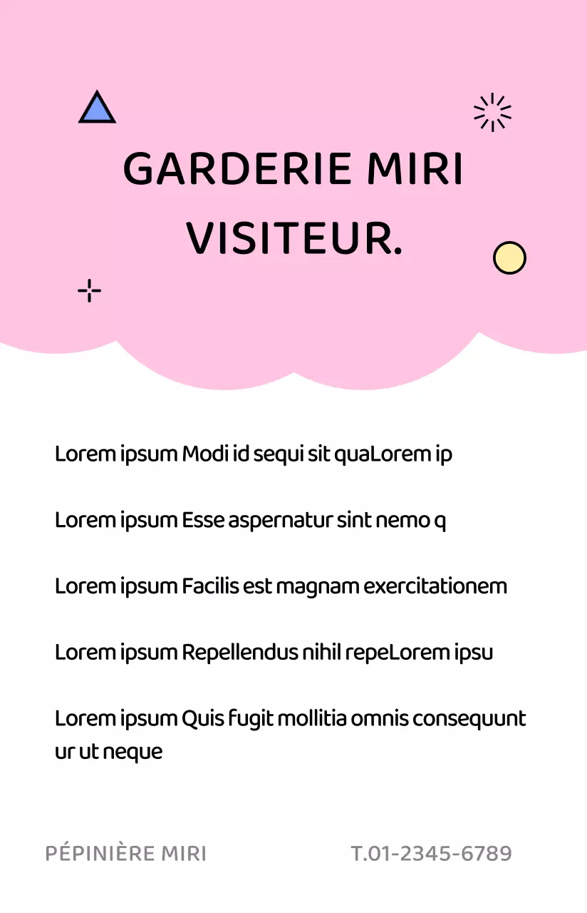 Concept de carte de visite pour l'école maternelle avec de jolies illustrations