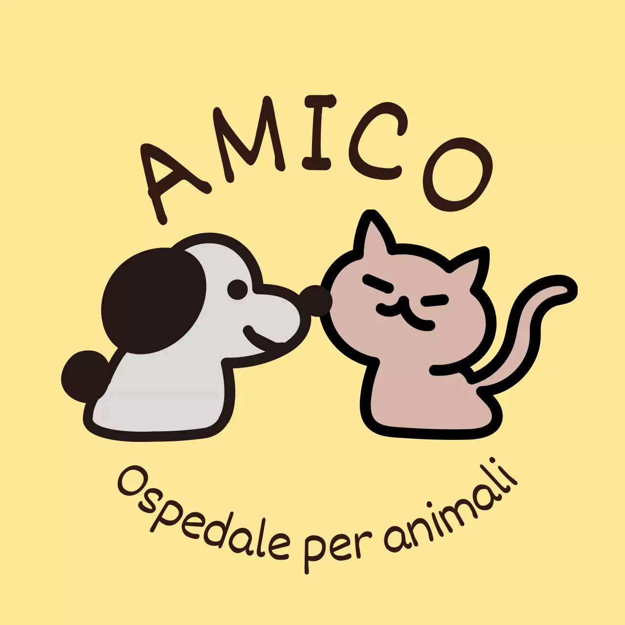 Clinica veterinaria carina e tenera con illustrazioni di cani e gatti