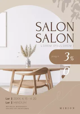 Promouvoir une affiche pour un intérieur meublé moderne en marron et beige