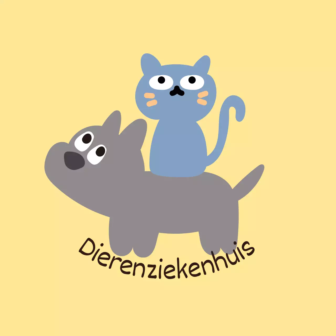 Schattige dierenkliniek met illustraties van honden en katten